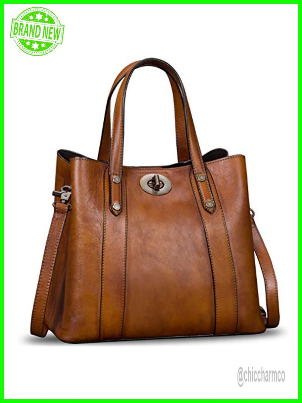 Genuine Leather Satchel Handbag Vintage Top Handle Shoulder Bag